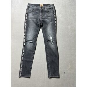 Driftwood Marilyn Denim Jeans Embroidered Aztec Tribal Stretch Womens 27 Dark